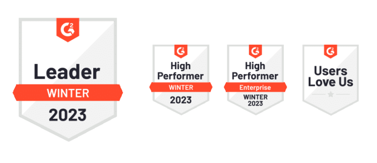 G2 Leader, High Performer e Users Love Us 2023